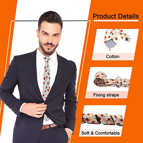 Image of Mantieqingway Men's Cotton Floral Neck Tie 2.56'' Printed Skinny Tie