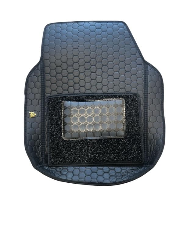 Image of 7D Car Foot Mat Compatible with Jeep Compass 2017-2026 | Universal Fit, Luxury Leather Car Floor Mat with Detachable Curly Mat | Waterproof, Anti-Slip | Color: Black