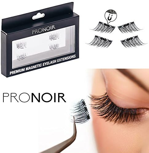 Magnetic False Eyelashes by ProNoir - 2 PAIRS 1 SET - Ultra-Thin Magnet - Premium 3D Reusable One Two Fake Lash Extensions - Easy To Use, NO GLUE Pain Free