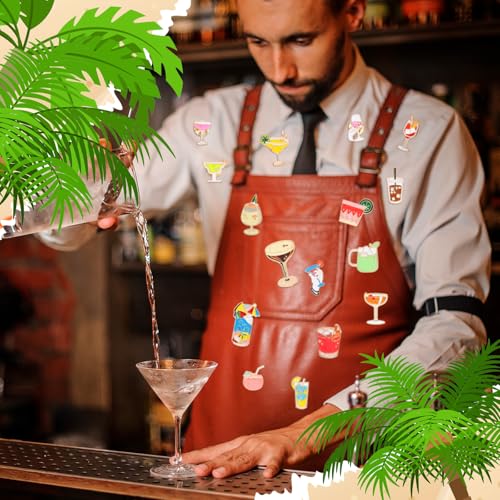 Quelay 20 Pcs Cocktail Enamel Pin Classic Cute Lapel Pin Set Summer Beach Brooch Badges Jewelry Gift for Bartender Aprons, Jackets, Backpacks and Purses, Shirt and Suit Lapels4