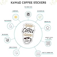 Vista 2 de 100 calcomanías de café Kawaii, lindas calcomanías para tazas de café, calcomanías de Chromebook, calcomanías de vinilo, calcomanías de café