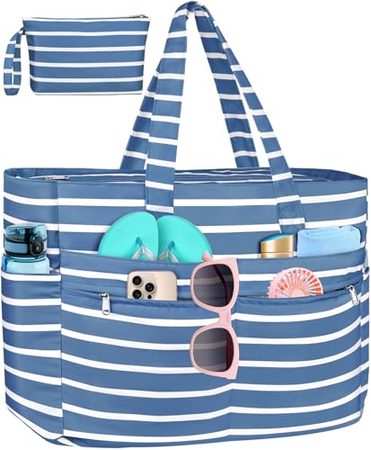 Image of HUANLANG Extra Large Beach Bag Waterproof Beach Totes Bags for Women Men,Pool Bag with Zipper Wet Pocket