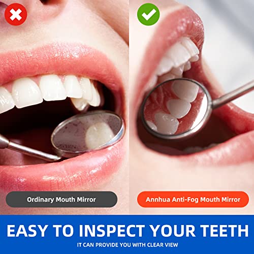 Annhua Dental Inspection Mirror Stainless Steel Anti-Fog Mouth Mirror Tool, Inspection Reflector Instrument Tools Curved Dental Mirror For Oral Care Tool And Makeup Mini Mirror #TOP4