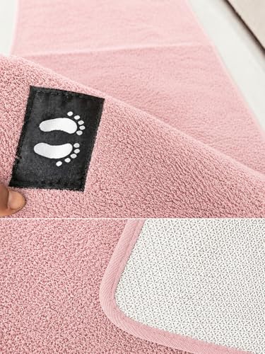 Image of Ultra Soft Bedside Runner Rug 22x55 Inch, Anti-Slip Floor Mat for Bedroom, Long Plush Carpet Runner for Bedside, Living Room, Hallway & Home Decor, Washable Comfortable Area Rug (Peach Pink)