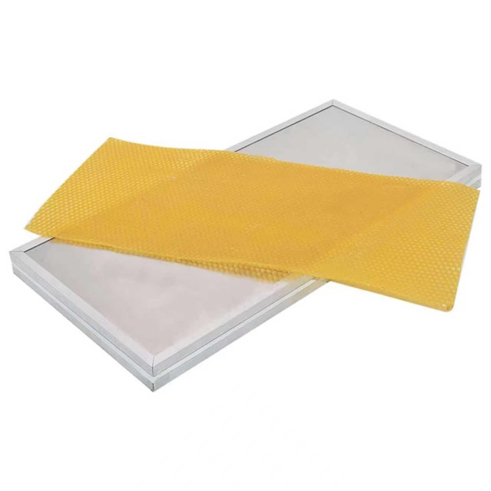 Ręczna forma do wytłaczanych liści wosku, silikonowa prasa do wosku pszczelego z metalową płytką, komórki 4,9/5,35 mm, 41,5 x 19,5 cm (5,35 mm)