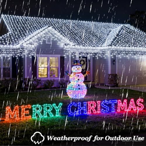 810 LED Christmas Lights Outdoor Indoor, 82ft Cool White String Lights with 180 Drops, 12 Modes Dimmable Curtain Lights with Timer, Waterproof Twinkle Fairy Lights for Bedroom Window Xmas Decor - Image 7