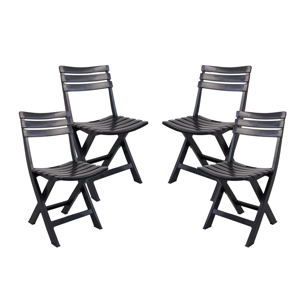 Maury's Set 4 Sedie in Resina Pieghevoli Salvaspazio 44x41x78cm Richiudibili da Esterno (Antracite)