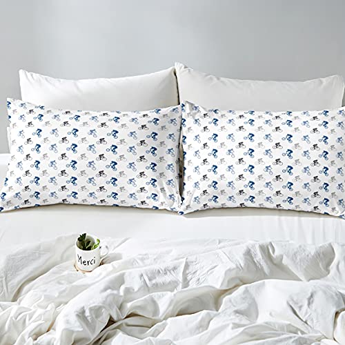 Boys Blue Black Duvet Cover Single Size Mountain Bike Bedding Set Extreme Sports Theme Comforter Cover For Kids Teens Bicycle Rider Printed Quilt Cover With 1 Pillow Case - Image 3