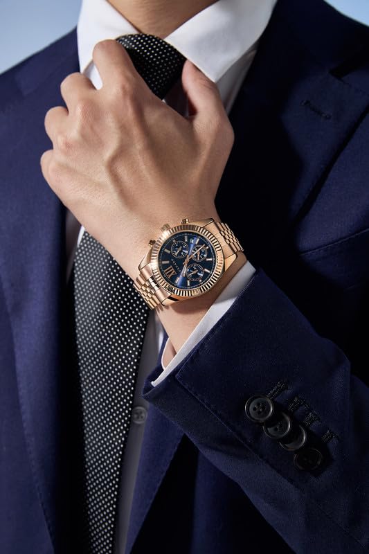 Image of Giordano Chronograph Watch for Men with Round Sunray Dial, Quartz Movement, Three Sub-Dials, Date Display, Roman Numeral Marker, Stainless Steel Strap - GZ-50217