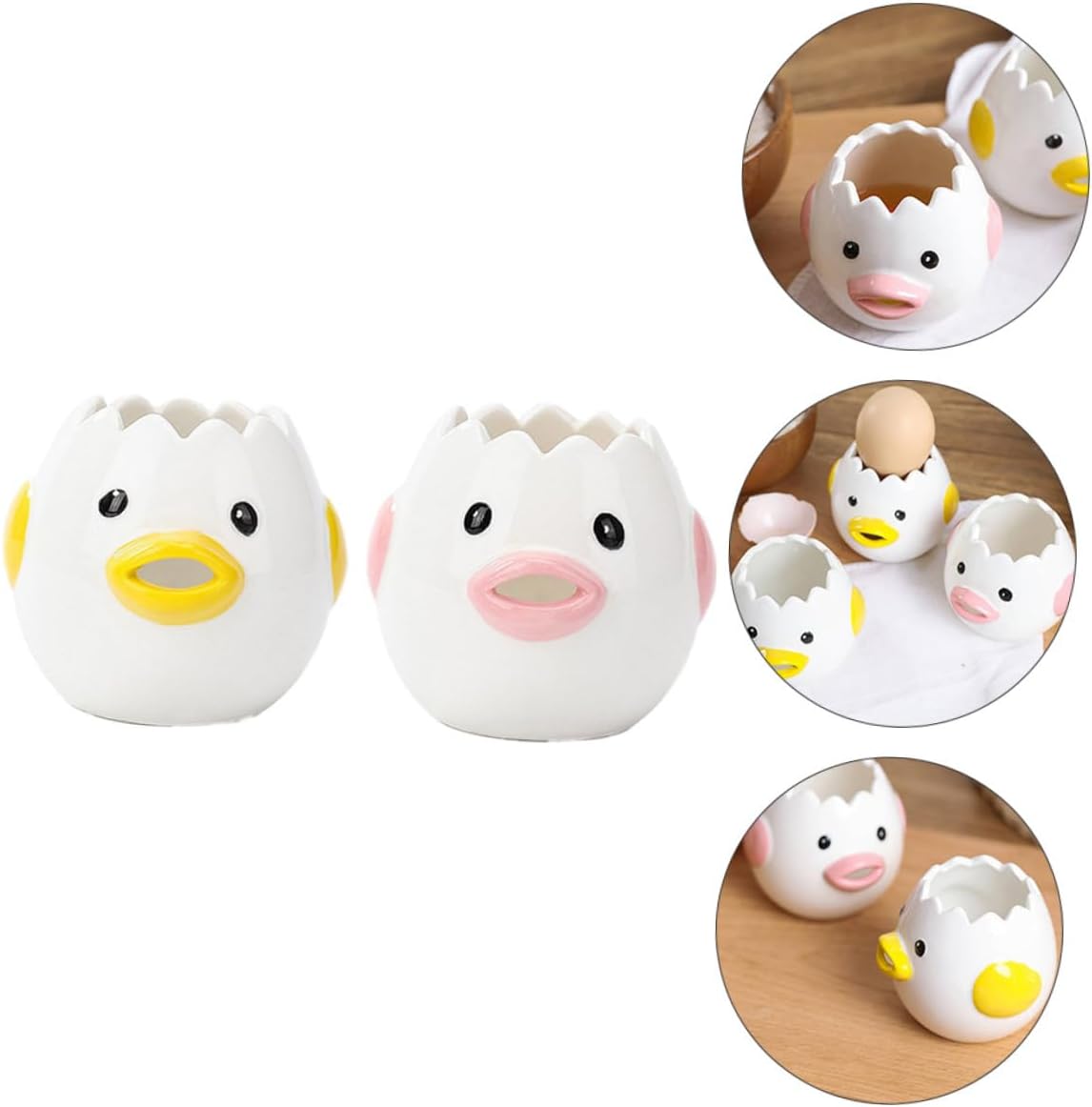 TIDTALEO 2 Pcs Ceramic Egg Separators Kitchen Egg Yolk Filter Cute Chicken Design Wear-resistant Baking Tools for Cooking