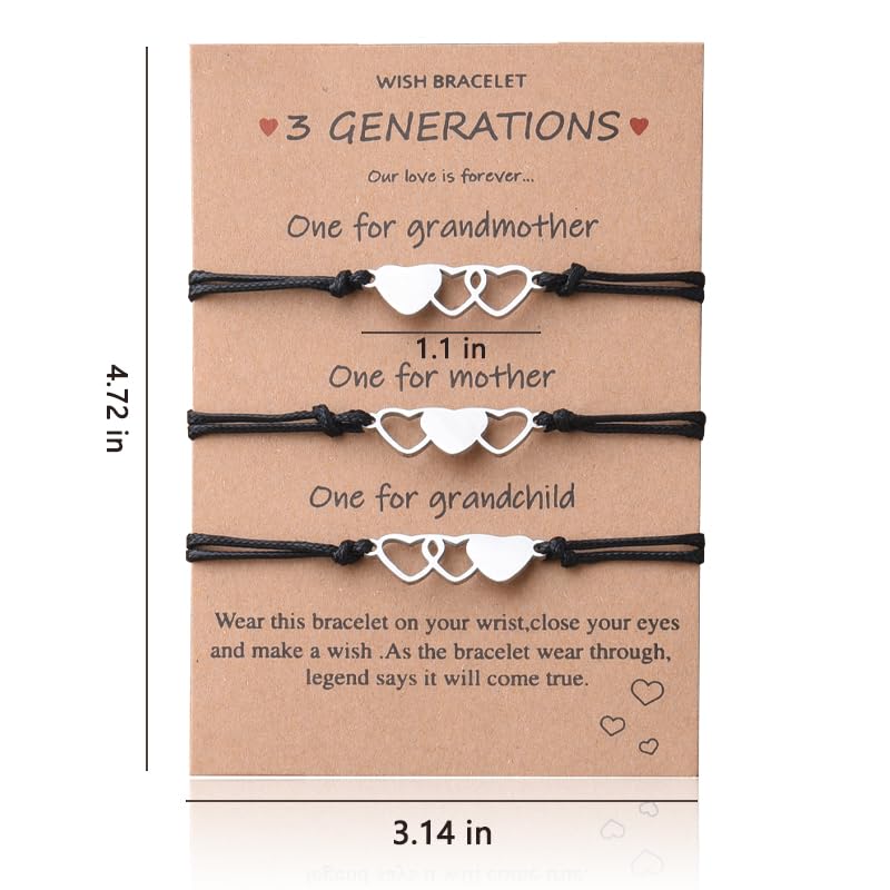Mothers Day Gifts for Mom Grandma 3 Generations Bracelet Gift for Grandma Mom Daughter Birthday Gifts for Grandmother Granddaughter Gifts from Nana Matching Bracelets for Mother Daughter Granddaughter2