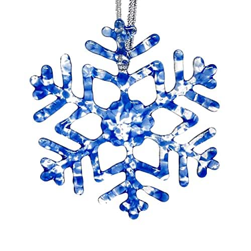 studioTica American Meadows Glass Snowflake Set of 2 Handmade Glass Christmas