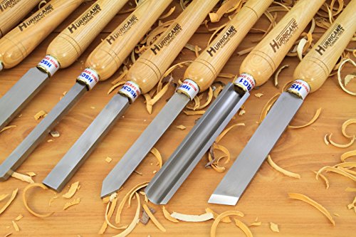 Hurricane Woodturning 8 Piece Starter Set - Bowl Gouge, Scraper, Spindle Roughing Gouge, Lathe Chisel Set