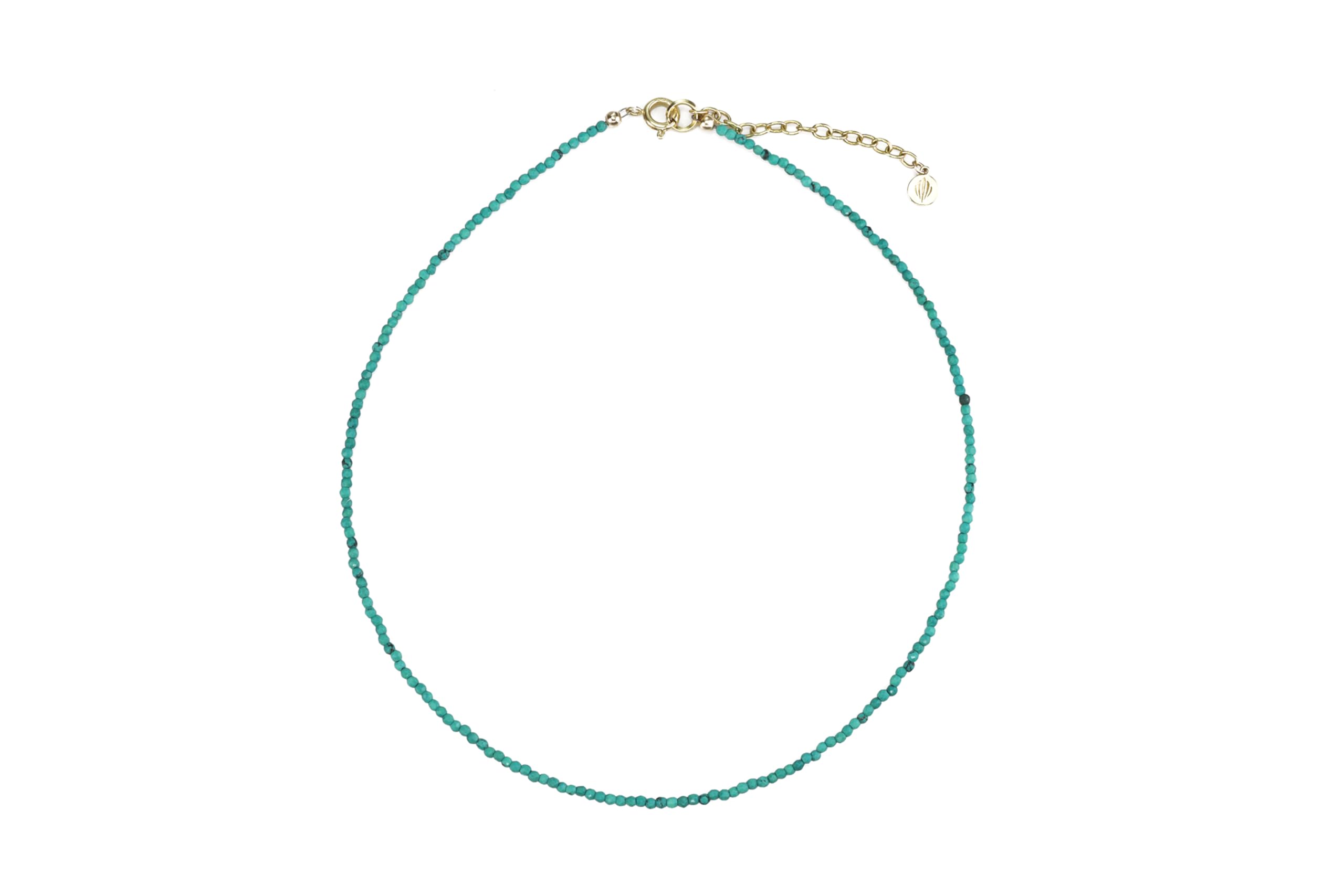 Collier perles turquoises 2mm collier délicat en or - 4