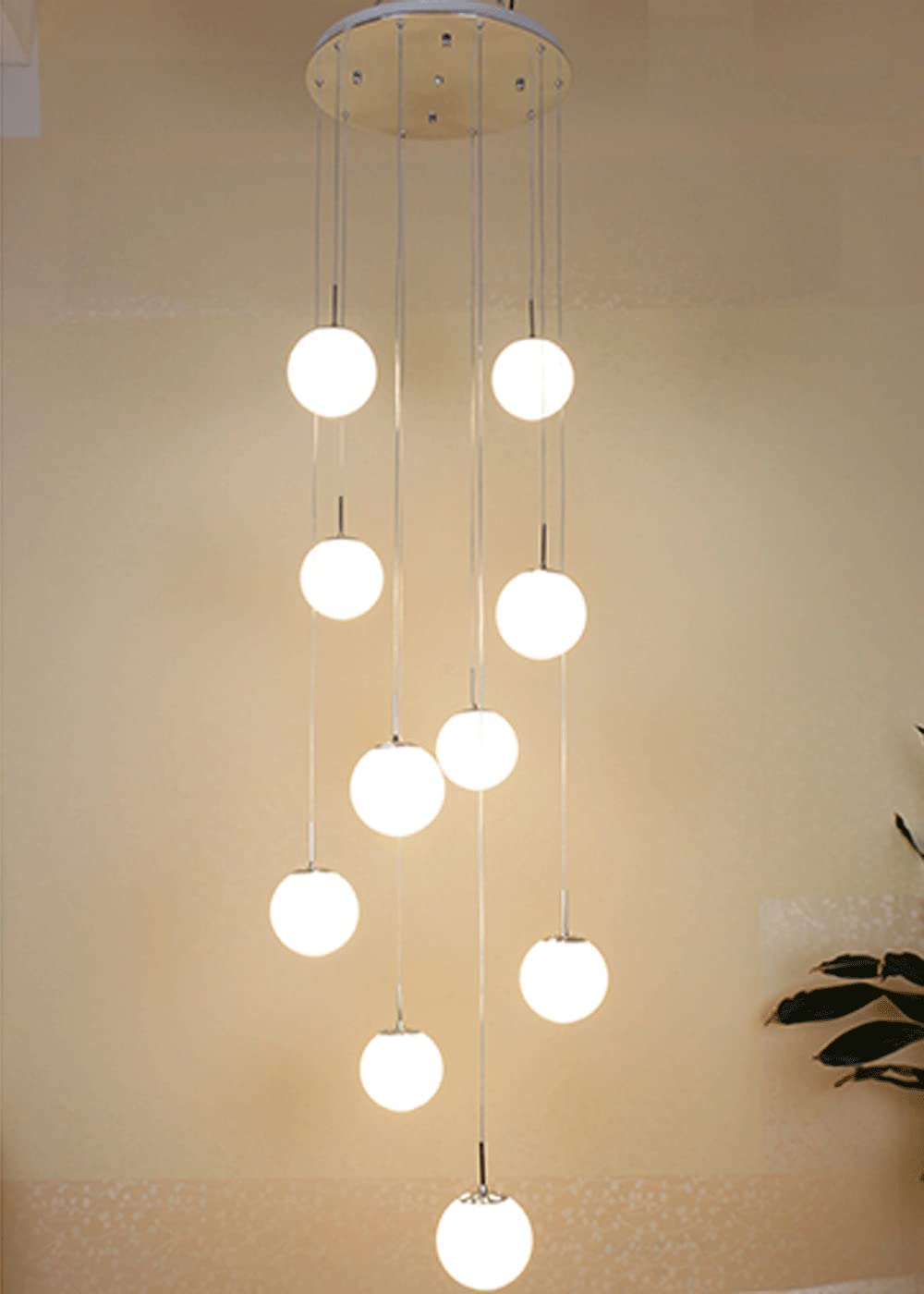 PCXEHUYP White Glass Spiral Chandelier for Living Room Minimalist Staircase Bedroom Creative Personality Restaurant lamp Nordic Multi-Bubble Made in China