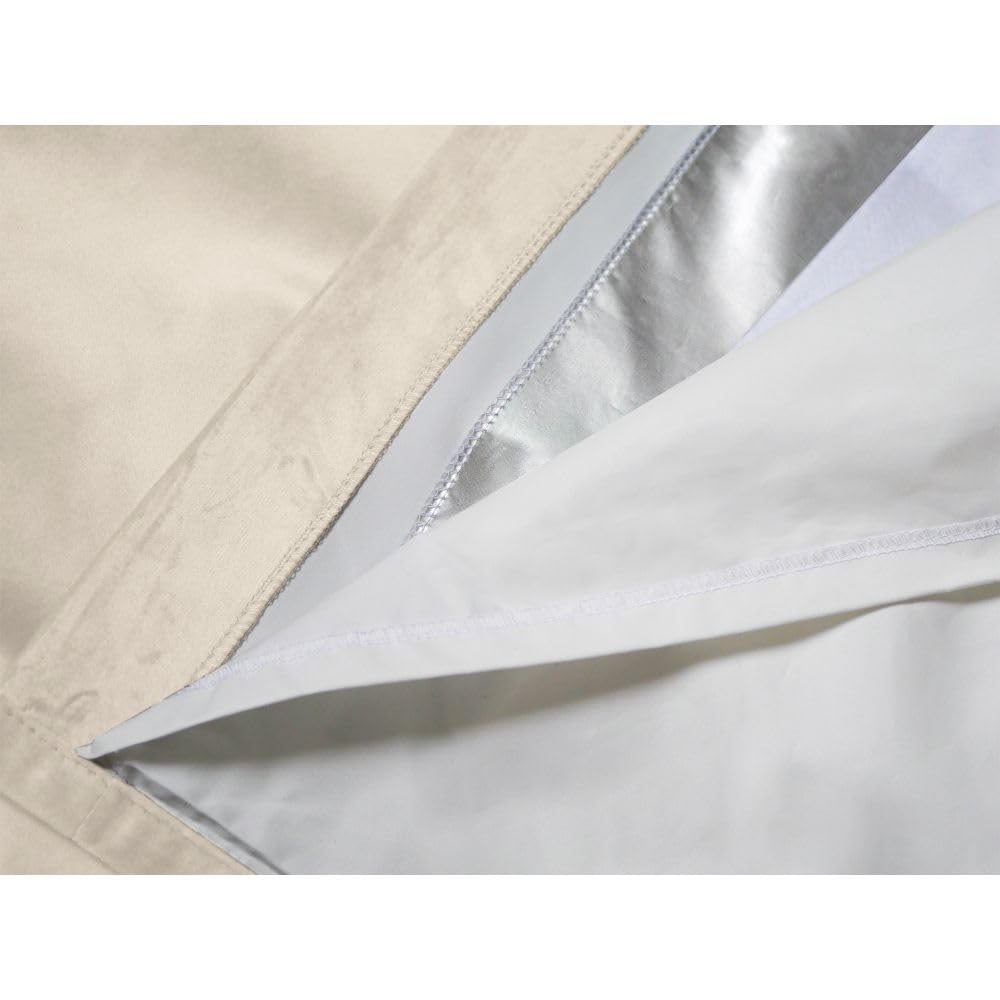 MOONDREAM DecibelControl™ Rideau Anti-Bruit 3en1 | Isolation Phonique | Thermique Hiver+Été | Occultant | Technologie Brevetée | Fabrication UE | Velours | Galon fronceur | Beige MC15 | 130L x 260H cm