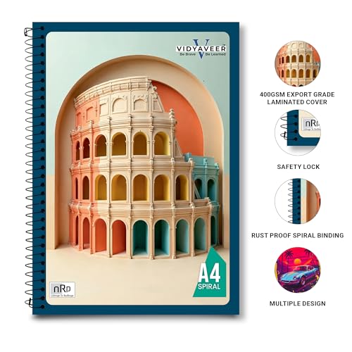 Image of nRp VidyaVeer A4 Spiral Notebook 260 Page | Ruled Notebook