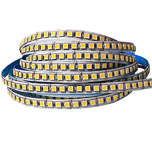 Tesfish 12V LED Streifen Licht, Warmweiß 3000K 5M LED Strip Lichtband 10000LM Super Hell SMD 5050 IP20 Gesamt 600 LEDs Band Lichtleiste für Schlafzimmer, Küche, Werbung Dekoration