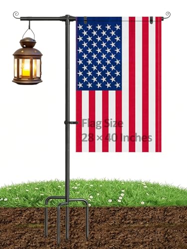 SCWN Garden Flag Stand Holder 64 Heavy Duty Pole Stainless Steel Holder