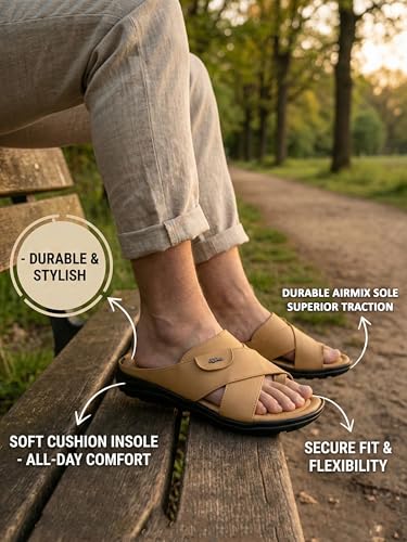 Image of AJANTA Men's Sandals for Men | Casual Walking Office Outdoor Sandals | Lightweight Comfortable Slip-On Footwear for Men | Anti-Skid Travel Daily Wear Open Toe Summer Sandals for Men