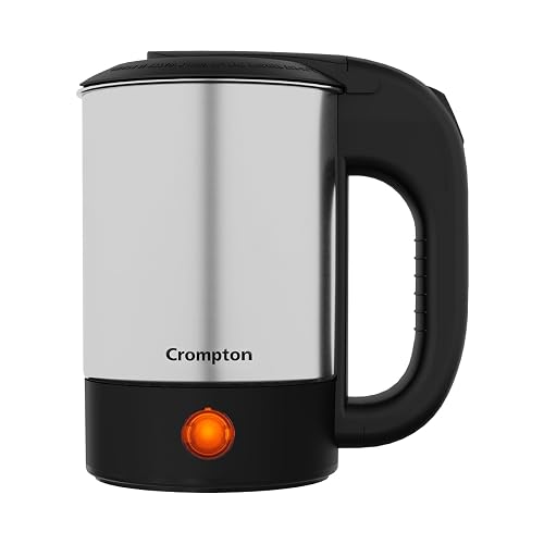 Crompton Insta Delite Mini 500 ml/0.5 Ltr Electric Kettle || Travel Kettle || Robust Stainless Steel Body || LED Indicator || 700 Watts Power|| Auto Shut-Off || Wide Mouth || Warranty - 1 Year