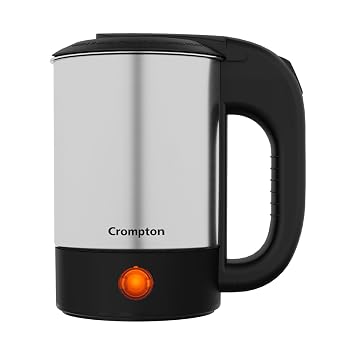 Crompton Insta Delite Mini 500 ml/0.5 Ltr Electric Kettle || Travel Kettle || Robust Stainless Steel Body || LED Indicator || 700 Watts Power|| Auto Shut-Off || Wide Mouth || Warranty - 1 Year