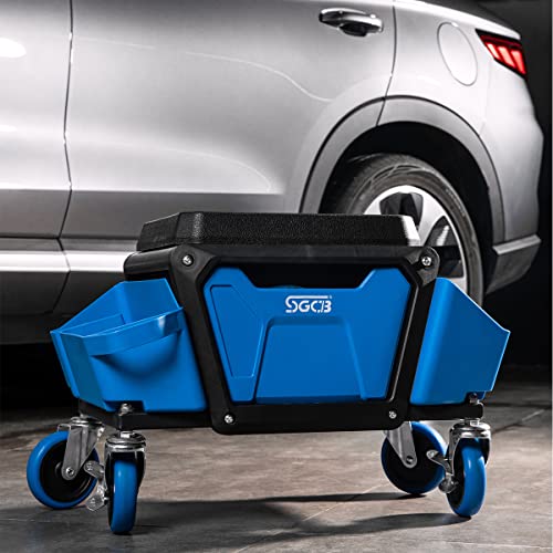 SGCB Mechanics Stool with Wheels Heavy Duty Roller Creeper Seat with Tool Storage Drawer and Soft Rubber Cushion for Garage Auto Detailing - 330 Lbs Load Bear - Image 5