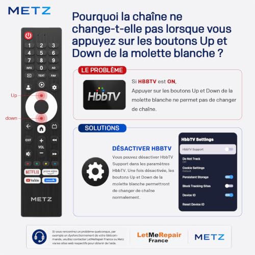 Metz 40 Pouces (100 cm) Smart TV FHD Google Television LED, Gen 6 QLED +, HDR 10 Dolby Audio Bluetooth 5,1 EyeCare Tuner DVB-T/T2/C/S/S2 CI+, 1.5GB RAM Amélioration (40MQH7000Y, 2026 Nouveau Modèle) - 19