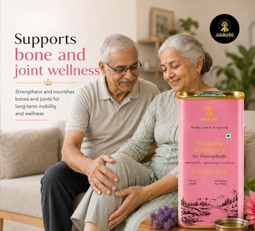 Image of Ayurvedic Handmade Massage Oil For Osteoarthritis - 200 ml, 20 Wonder Herbs, Helps to Cure Neuromuscular Diseases, Improve Cartilage, Muscles & Nerves, Sprain & Traumatic Injuries, 200 ml
