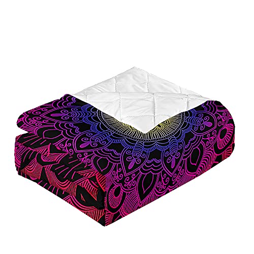 Chickwing Colcha de Verano Cubrecama Colcha Bouti, Impresión de Bohemia Edredón Manta de Dormitorio Suave Ligero Colchas para Cama Infantil Individual Matrimonio (Mandala Morado,150x200cm)