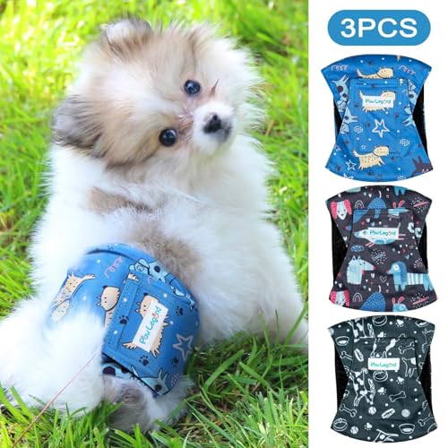 Image of Paw Legend Washable Dogs Diapers Male Dog Belly Bands for Male Dogs Diapers Reusable Puppy & Doggie Diapers Male (3 Pack, XX-Large)