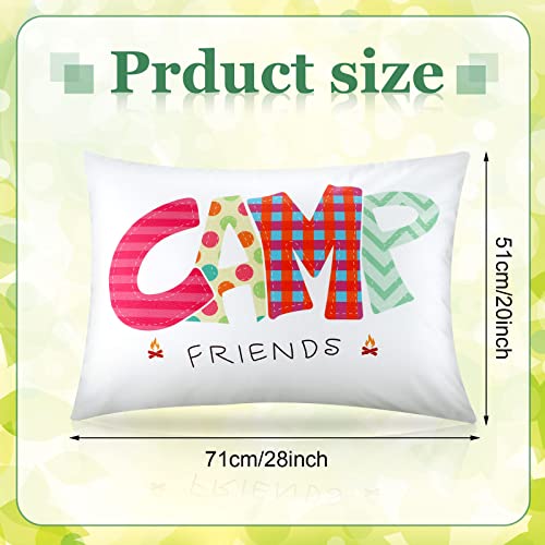 Image of Moukeren Camp Friends Girl Autograph Pillowcase Summer Camp Pillowcase Travel Pillow Case Travel Pillow Cover for Kids Package Stuff Essentials Sleepaway Accessories (Multi Colors,1 Pcs)