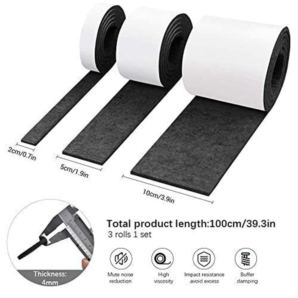 Cinta de Fieltro autoadhesiva de 3 Piezas, Rollo de Tiras de Fieltro de poliéster, Tiras de Fieltro for Muebles, Almohadilla Deslizante con Forma DIY
