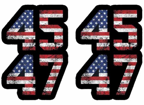 2 Pack 45 47 Trump 2024 American Flag Car Magnet Auto Truck Fridge Magnetic Stickers Decal Bumper Magnet