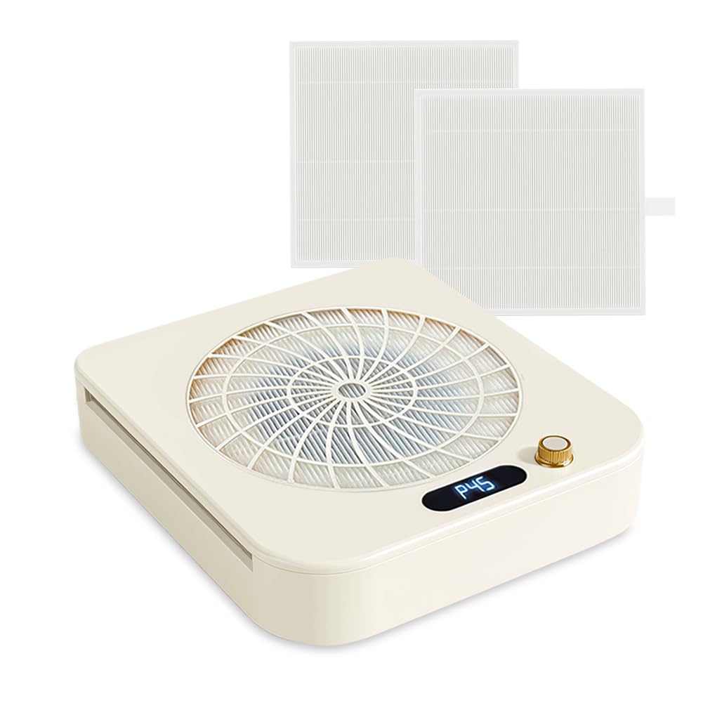 Joyzan Aspiratore di polvere per unghie, 160 CFM, aspiratore per unghie, a basso rumore, 45 velocità, regolabile, con 2 filtri lavabili, per saloni, studio, casa, manicure, principianti, portatile