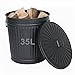 Produktbild Jinfa Ascheeimer mit Deckel feuerfest 35L schwarz Metall Mülleimer - Retrodesign Blecheimer - Futtertonne Kamin Eimer Metalleimer mit deckel für Küche, Bad, Mülltonne Universaltonne