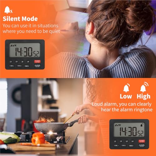 Minuteur de cuisine quadruple affichage YOOREAL noir avec alarme réglable - 6