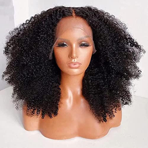 Suntu 𝗦𝗨𝗡𝗧𝗨 13X4 Lace Front Wigs Kinky Curly Human Hair Wigs For Black Women 16Inch Brazilian Virgin Hair Lace Frontal Wigs Pre Plucked Natural Color 150% Density(16 Inch) #TOP2