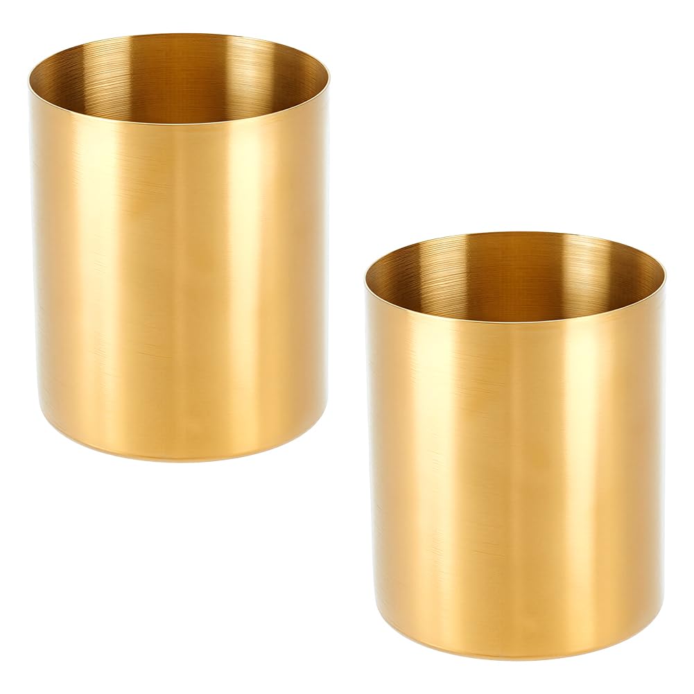 UNICRAFTALE 2Pcs Golden Stainless Steel Column Pen Holder 78x90mm