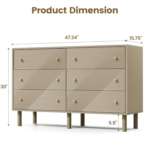 Trygoal 6 Drawer Dresser, 48" Wide Modern Chest of 6 Drawers with Handle, Wood Drawer Organizer for Entryway, Living Room, Dining Room, Wooden by Trygoal - Image 2