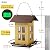 iBorn Bird Feeder House, Metal Bird Feeders for Outdoors Hanging,Double-Sided Metal Hanger & Weatherproof, Easy to Clean & Refill, 1.5 Lbs Capacity, Muted Yellow