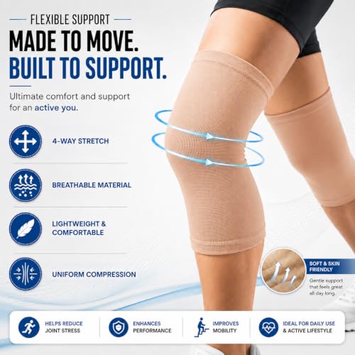 Image of Flamingo Knee Cap for Sports, Gym & Running | Compression Knee Support for Knee Pain Relief & Arthritis | Men & Women | Beige | Size - XXXL