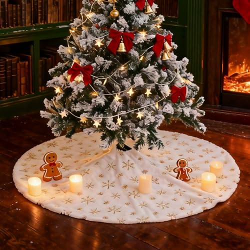 Weihnachtsbaum Decke, Weihnachtsdecke für Christbaum 122cm Rund Weiß...