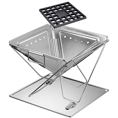TL Grill, Height-Adjustable 3 Durable Stainless Steel And Collapsible for Easy Cleaning, for Outdoor Family Silver