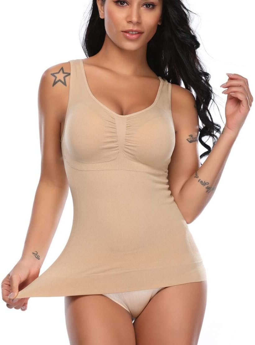 Garment Slimming Cami Shaper,Women's Slimming Body Shaper Tummy Control Shapewear Vest Cami Top Beige