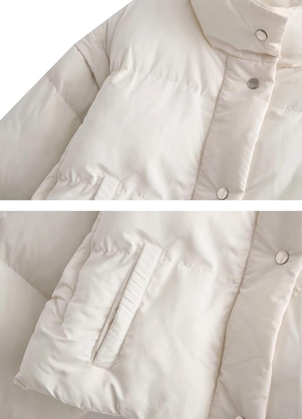 Flygo Women's Winter Puffer Jacket Baggy Crop Down Coats with Removable Sleeve