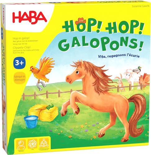 HABA - Hop ! Hop ! Galopons ! - Jeu de Chevaux et de Course - Jeu de société - 3 Ans et Plus - Réf 5445