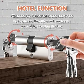 Bwintech 70mm(30/40) Serrure à cylindre européen en alliage de nickel et zinc, serrure à barillet, clé avec 8 clés à fossettes horizontales
