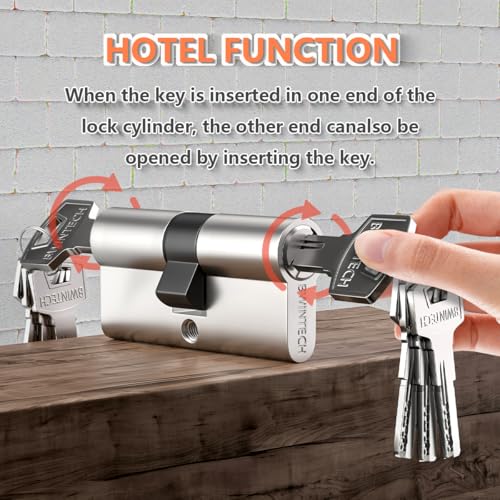 Bwintech 70mm(30/40) Nickel-Zink-Legierung Euro-Zylinder-Schloss,Tür-Trommel-Schloss,Schlüssel mit 8 horizontalen Grübchen Schlüssel