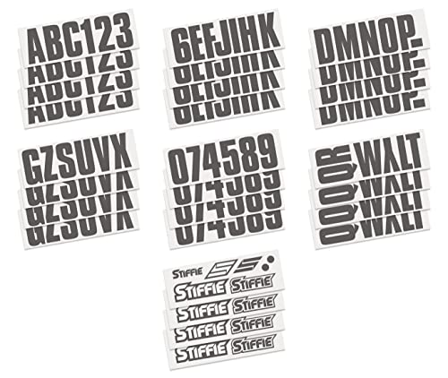 Image of Stiffie UNILINE 3 inch Alpha-Numeric Registration Identification Numbers Stickers Decals for Boats & Personal Watercraft (Gunmetal)